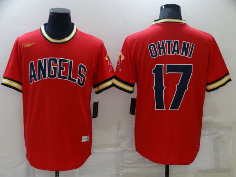 Men's Los Angeles Angels #17 Shohei Ohtani Red Cool Base Stitched Jersey